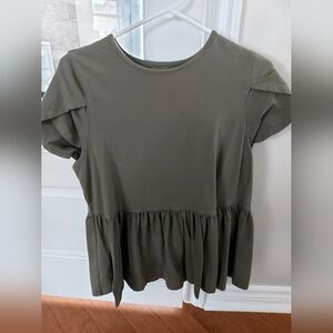 DG2 Olive Green Women's Peplum Top